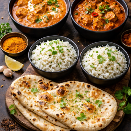 Dinner for Two (2 Curries with 2 Rice and 2 Naans)
